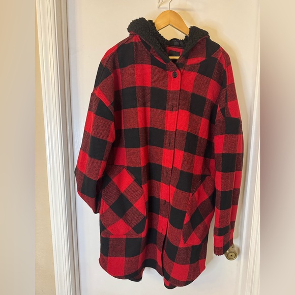 RDI Jackets & Blazers - RDI Flannel Coat - Fleece Bonded Sherpa Coat Pockets Fall buffalo plaid
